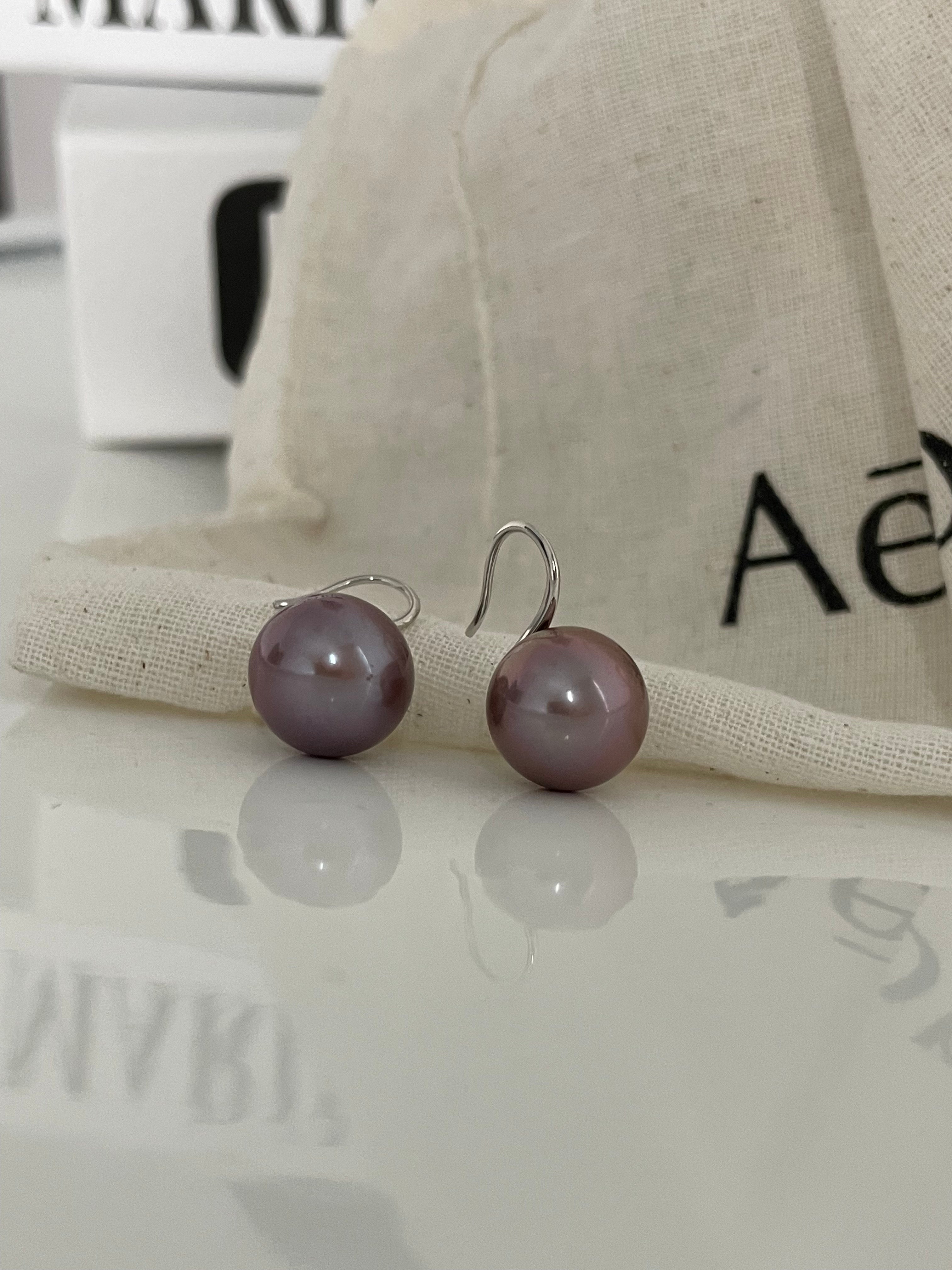 MERLOT Purple Pearl drop earrings - ZEN&CO Studio