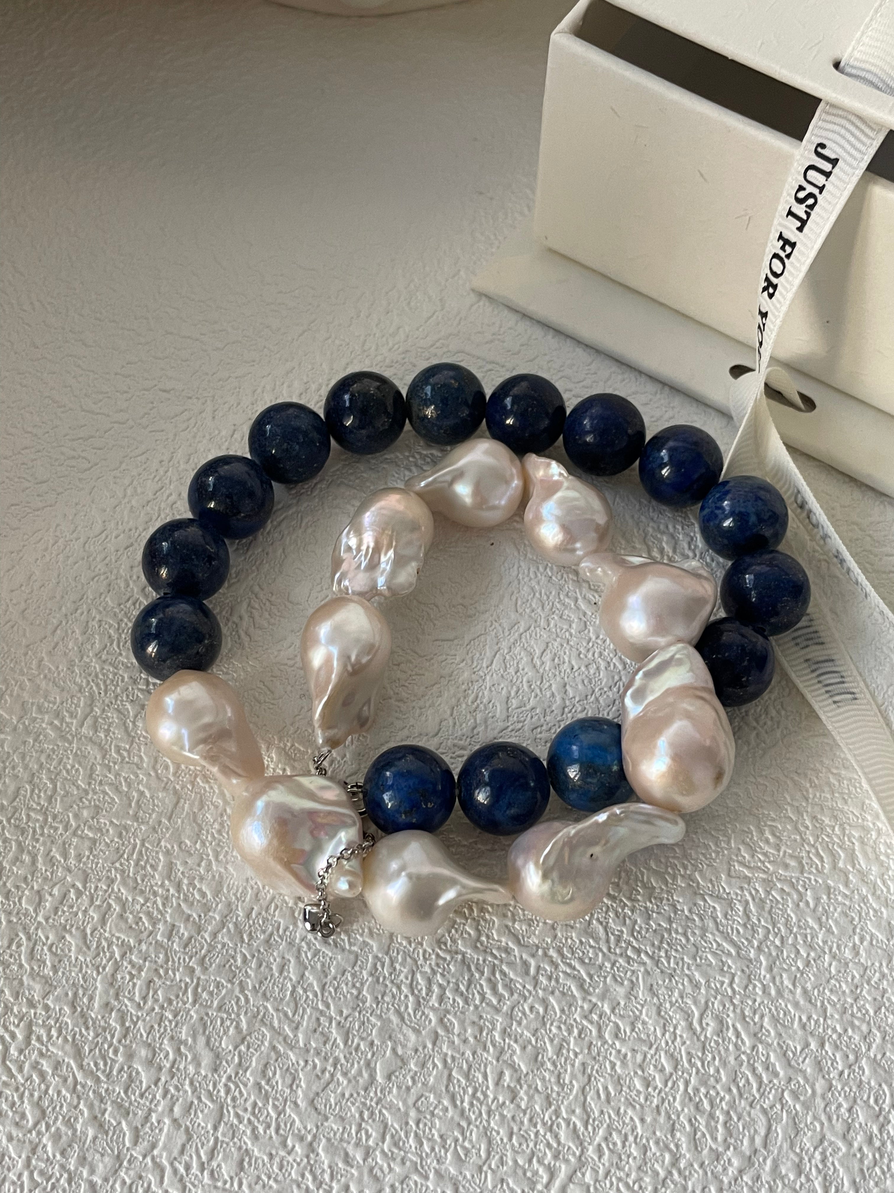 ASHA Baroque pearl and lapis lazuli necklace - ZEN&CO Studio