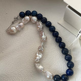 ASHA Baroque pearl and lapis lazuli necklace - ZEN&CO Studio