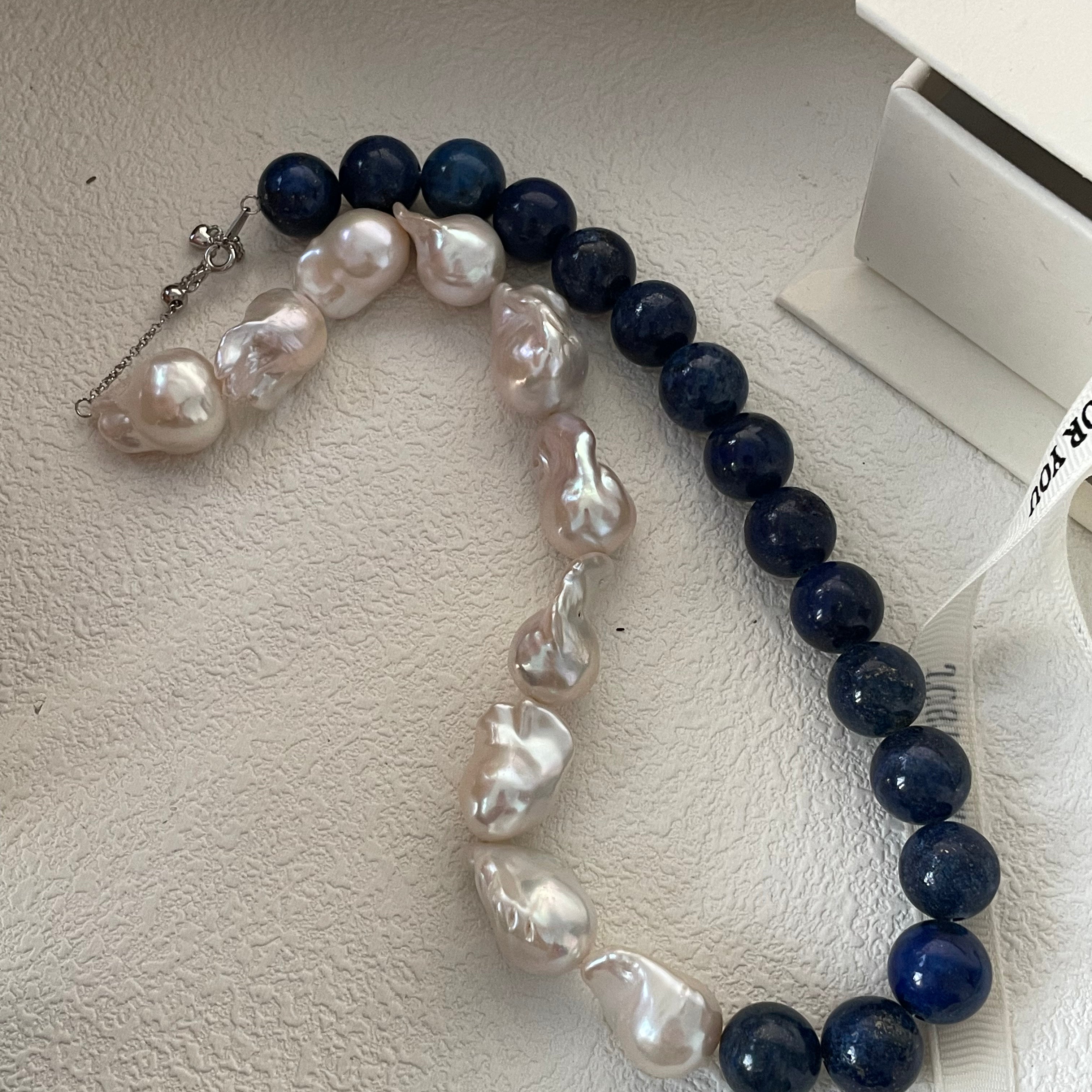 ASHA Baroque pearl and lapis lazuli necklace - ZEN&CO Studio
