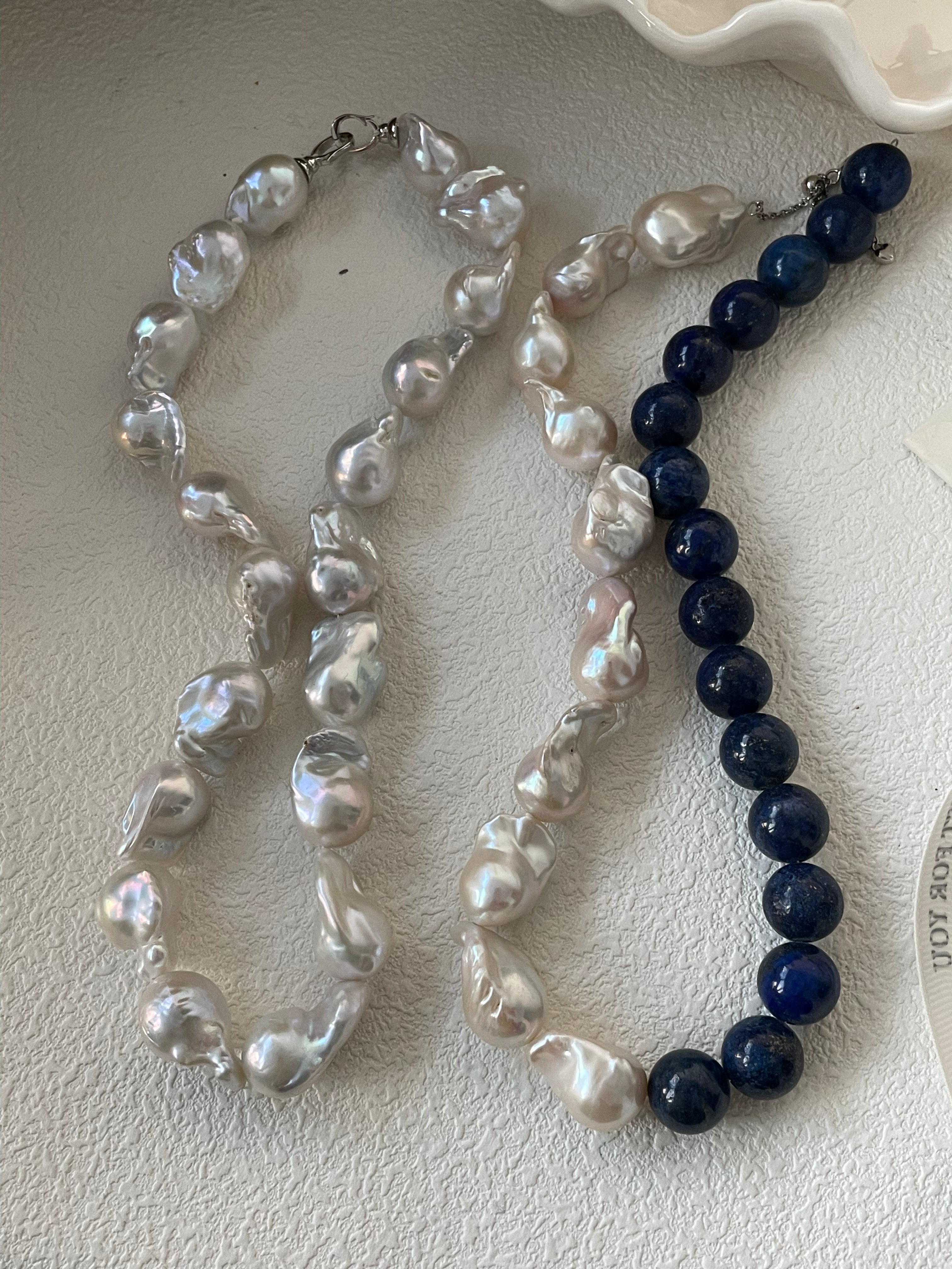 ASHA Baroque pearl and lapis lazuli necklace - ZEN&CO Studio