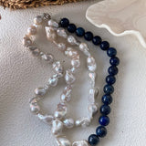 ASHA Baroque pearl and lapis lazuli necklace - ZEN&CO Studio