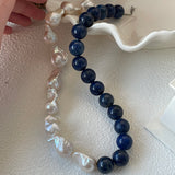 ASHA Baroque pearl and lapis lazuli necklace - ZEN&CO Studio