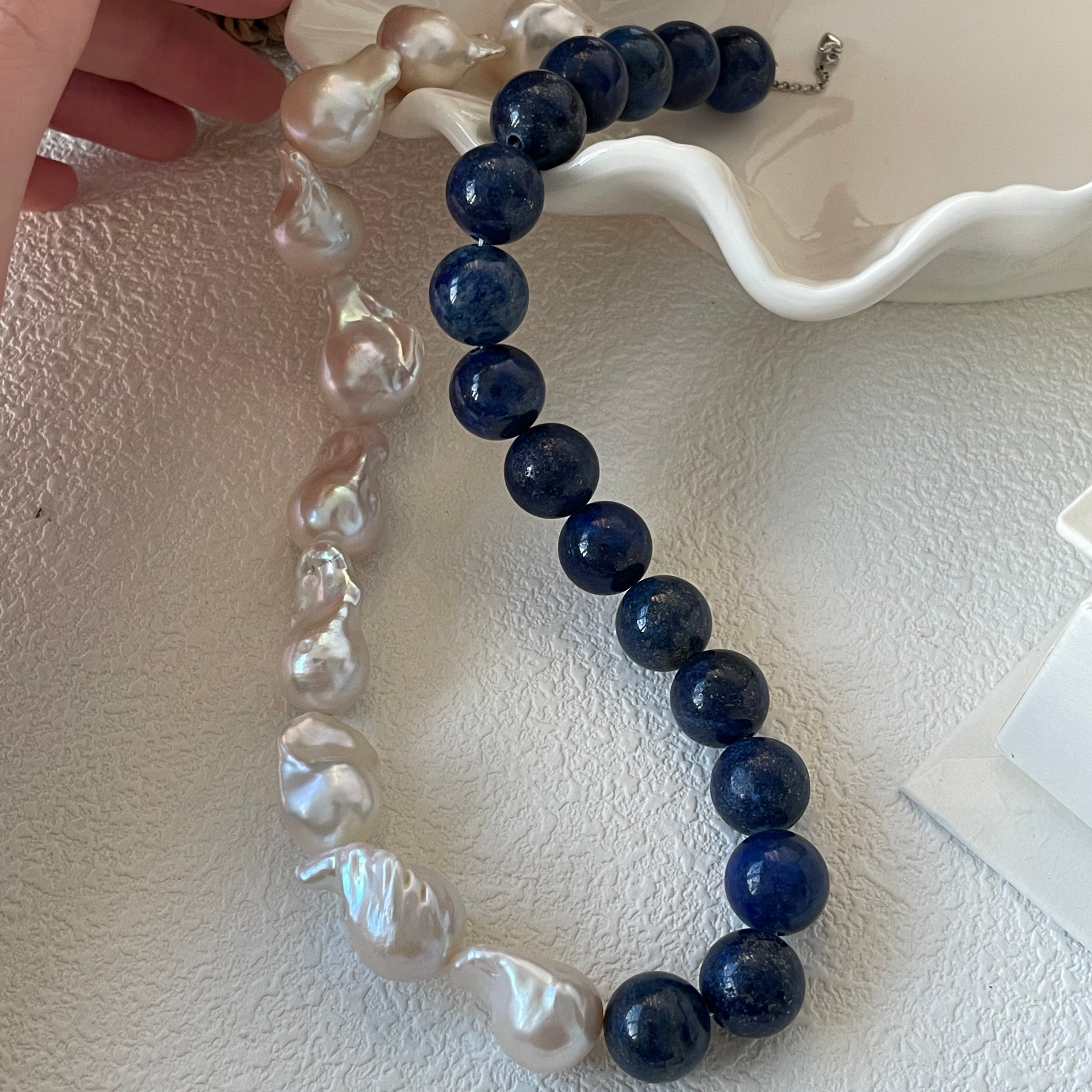 ASHA Baroque pearl and lapis lazuli necklace - ZEN&CO Studio