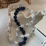 ASHA Baroque pearl and lapis lazuli necklace - ZEN&CO Studio