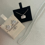 NICOLETTA Square Pearl Stud Earrings and Necklace - ZEN&CO Studio