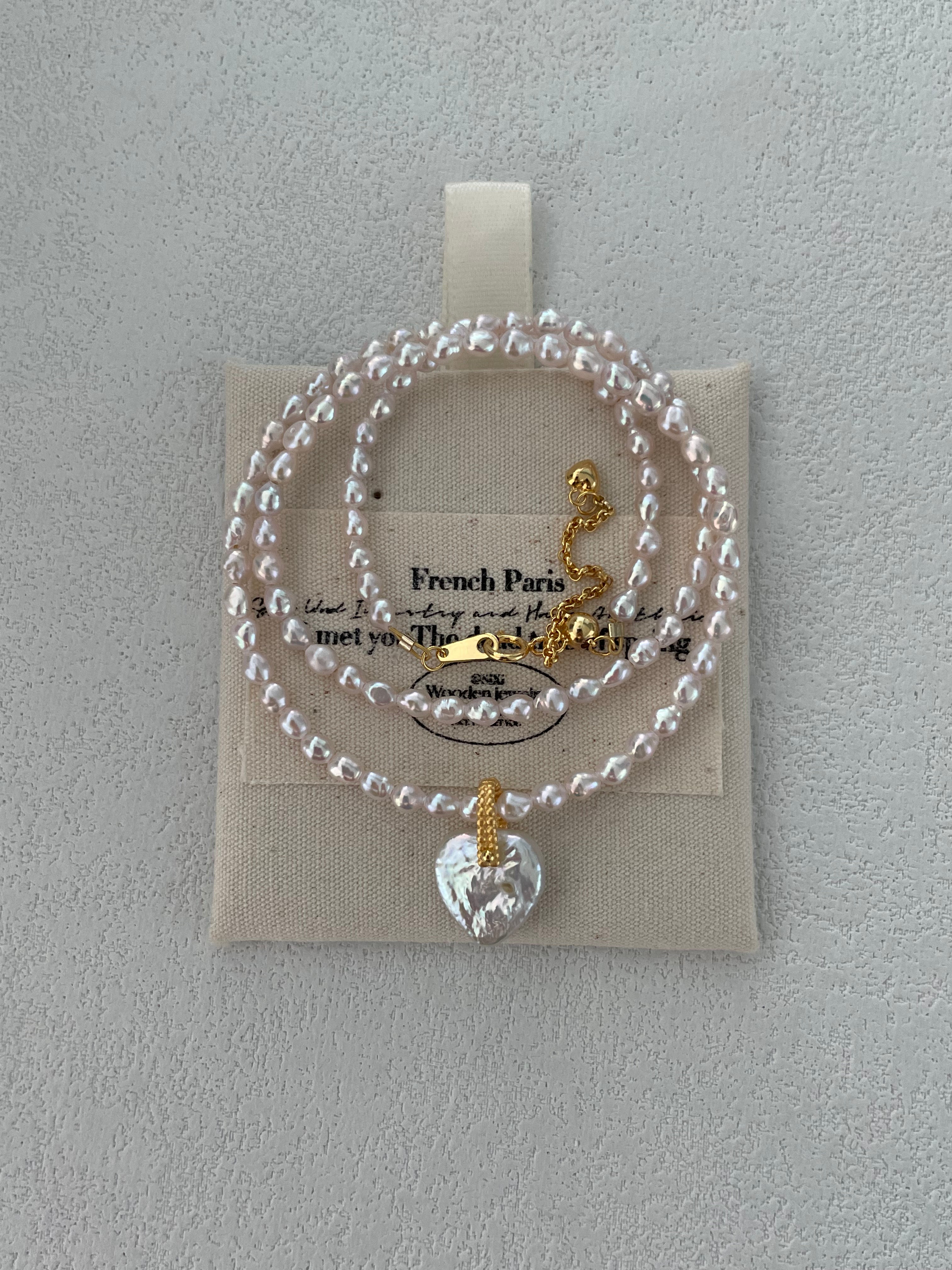 ELSIE Heart Pendant Pink Pearl Necklace - ZEN&CO Studio