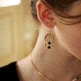EVELYN - Boucles d'oreilles pendantes Key of Time en onyx noir