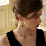 EVELYN - Boucles d'oreilles pendantes Key of Time en onyx noir