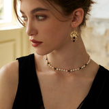 EVELYN - Boucles d'oreilles pendantes Key of Time en onyx noir
