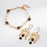 EVELYN - Boucles d'oreilles pendantes Key of Time en onyx noir