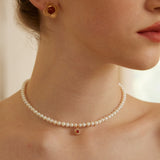 POPPY Pearl and Flower Pendant Necklace and Bracelet