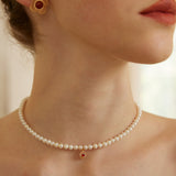 POPPY Pearl and Flower Pendant Necklace and Bracelet