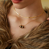 DALIA Tiger Eye Stone Conical Pendant Necklace
