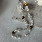 ANGELINA Amber and Baroque Pearl Necklace