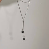 Monica's Herringbone Necklace with Pearls Pendant