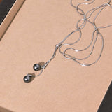 Monica's Herringbone Necklace with Pearls Pendant