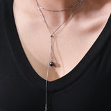 Monica's Herringbone Necklace with Pearls Pendant