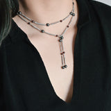 Monica's Garnet and Pearl Long Layer Necklace