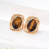 DALIA Tiger Eye Stone Stud Earrings