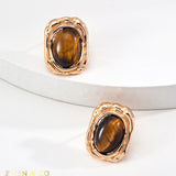 DALIA Tiger Eye Stone Stud Earrings