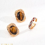 DALIA Tiger Eye Stone Stud Earrings