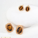 DALIA Tiger Eye Stone Stud Earrings