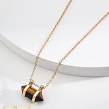 DALIA Tiger Eye Stone Conical Pendant Necklace