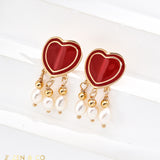 FIRE Red Enamel Earrings