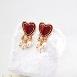 FIRE Red Enamel Earrings