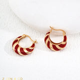 JOKER Red Enamel Hoop Earrings