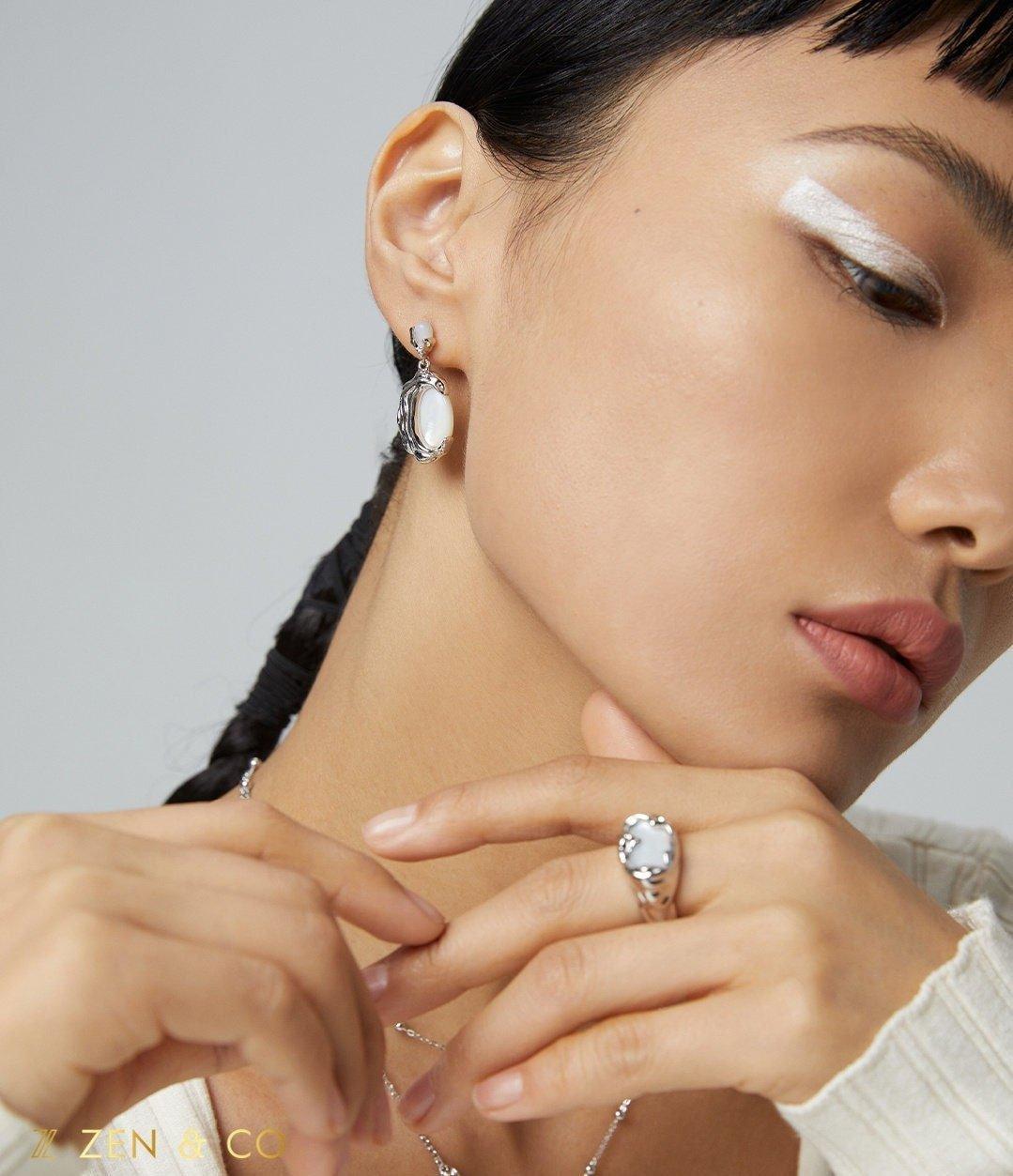 BIANCA Bohemian mother of pearl statement open ring - ZEN&CO Studio