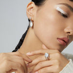 BIANCA Bohemian mother of pearl statement open ring - ZEN&CO Studio