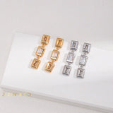 DIAMOND Minimalist Square crystal drop dangle earrings - ZEN&CO Studio