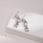 DIAMOND Minimalist Square crystal drop dangle earrings - ZEN&CO Studio
