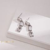 DIAMOND Minimalist Square crystal drop dangle earrings - ZEN&CO Studio