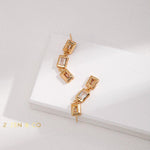 DIAMOND Minimalist Square crystal drop dangle earrings - ZEN&CO Studio