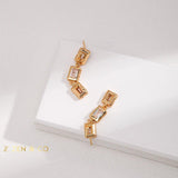 DIAMOND Minimalist Square crystal drop dangle earrings - ZEN&CO Studio