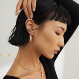 GAIA Dainty Baroque pearl asymmetric earrings and open ring - ZEN&CO Studio