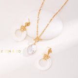 KRISSY Bohemian Mother of pearl doughnut dangle earrings - ZEN&CO Studio