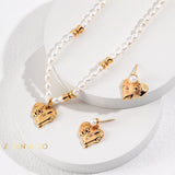 LAYLA Barbie inspired jewelry set Heart pendant necklace Heart drop earrings - ZEN&CO Studio