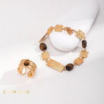 LOMBOK Bohemian Tiger eye stone bracelet earrings and open ring - ZEN&CO Studio