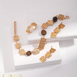 LOMBOK Bohemian Tiger eye stone bracelet earrings and open ring - ZEN&CO Studio