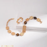 LOMBOK Bohemian Tiger eye stone bracelet earrings and open ring - ZEN&CO Studio