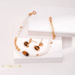NALA Bohemian pearl and Tiger eye stone bracelet - ZEN&CO Studio