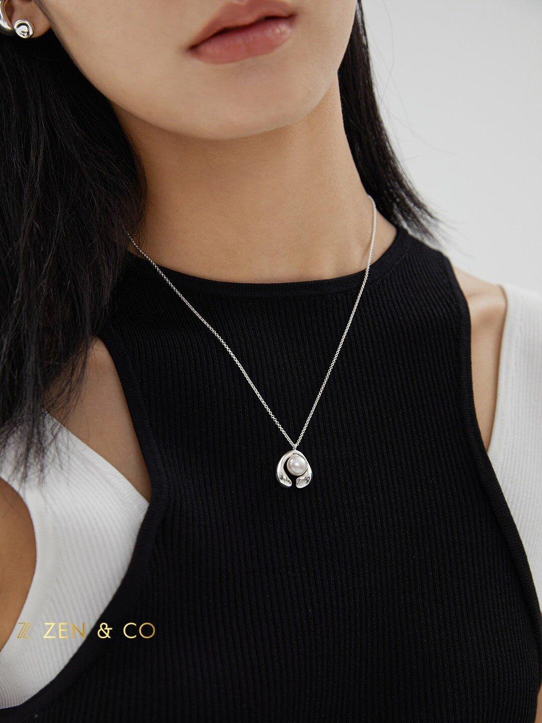 NINA Pearl pendant silver necklace - ZEN&CO Studio