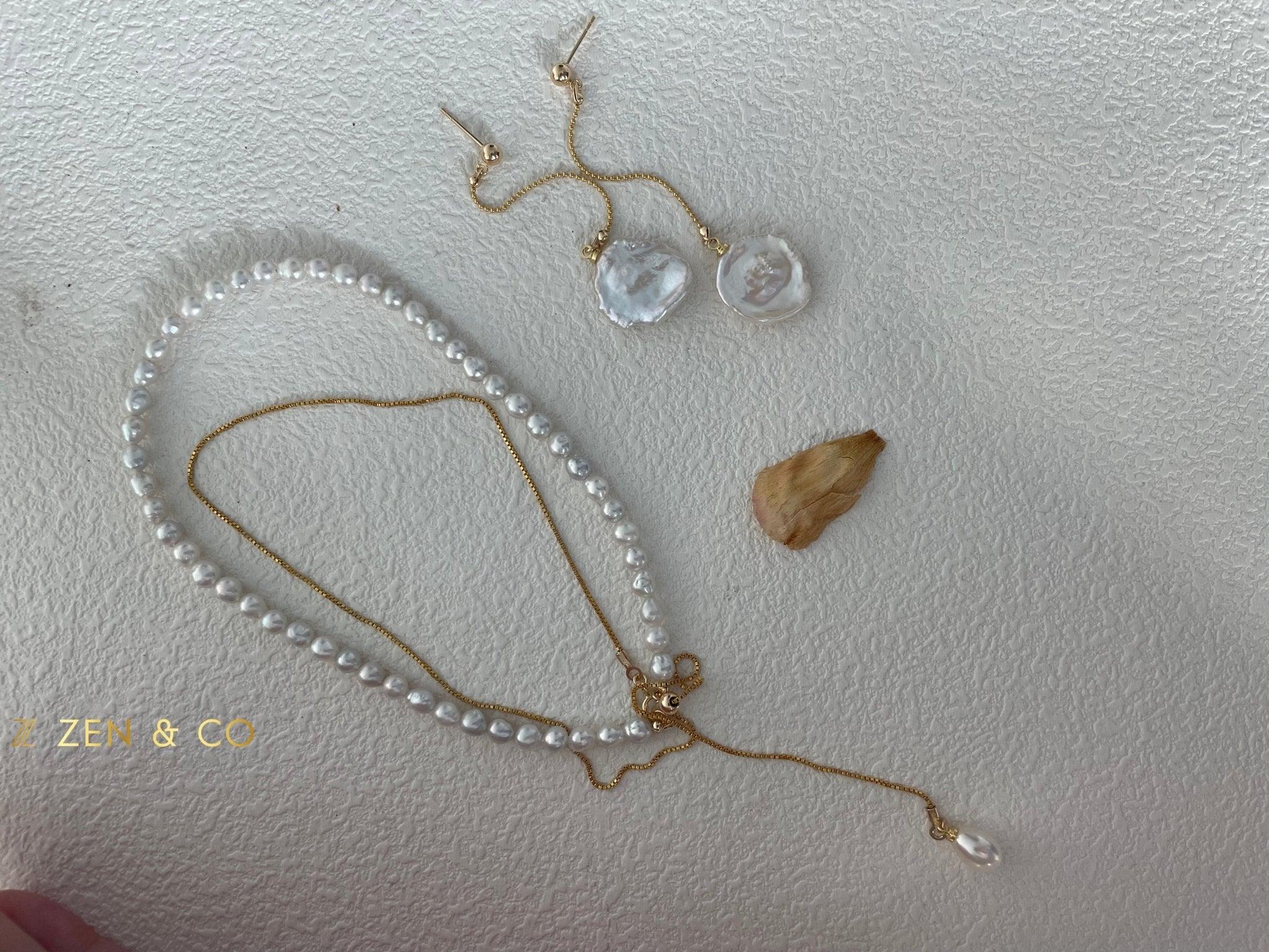 PETALS long dangle pearl earrings - ZEN&CO Studio