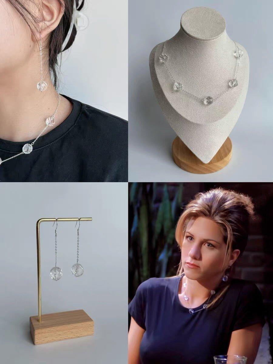 Rachel´s white crystal necklace and earrings jewelry set - ZEN&CO Studio