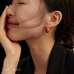 YUN Red enamel hoop earrings - ZEN&CO Studio