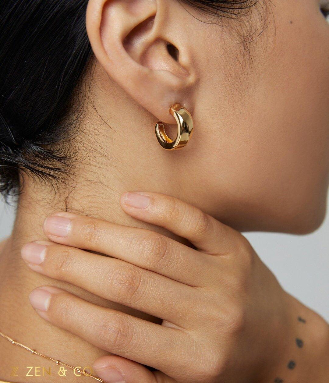 ELLA Round chunk hoop earrings - ZEN&CO Studio